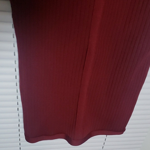 Red Long Sleeve Bodycon Dress with Mock Neck - Picture 10 of 13